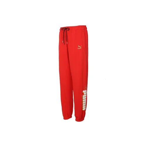 PUMA Вязаные тренировочные брюки мужские красные