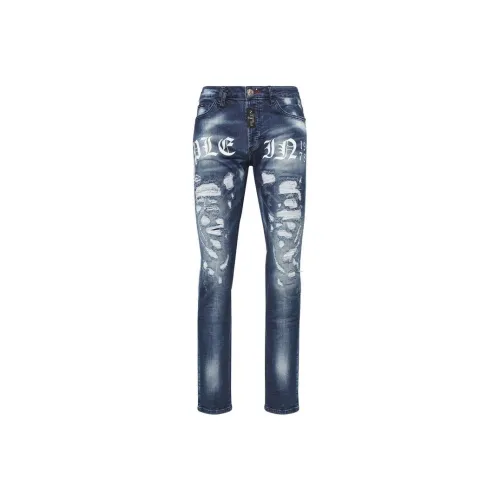 PHILIPP PLEIN Светло-синие мужские джинсы