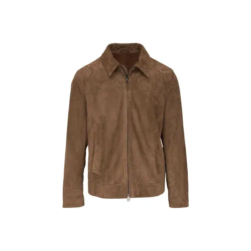 BRIONI SS24 Кожа Куртка Мужская Умбра