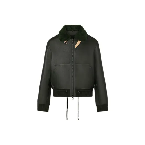 LOUIS VUITTON FW22 Кожа Куртка Пальто Мужской Темно-зеленый