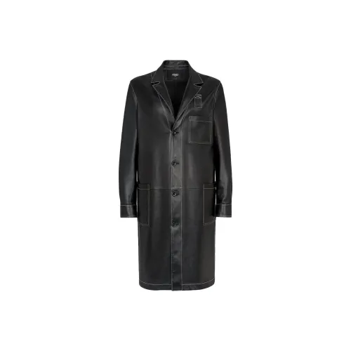 FENDI SS24 Кожа Куртка Мужская Черная