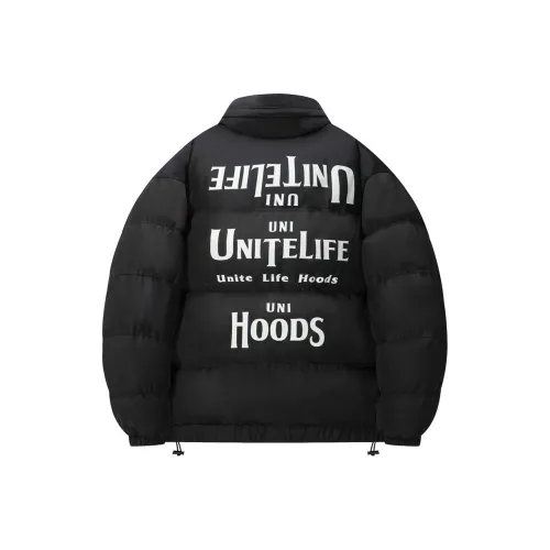 Unite Life HOODS Хлопковый пуховик унисекс черного цвета