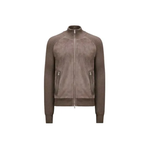 Moncler Хлопок And Замша Кардиган Свитер Куртки Пальто Мужской Коричневый