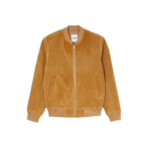 Sandro Замша Кожа Куртка Куртки Пальто Мужской Светлый Умбра