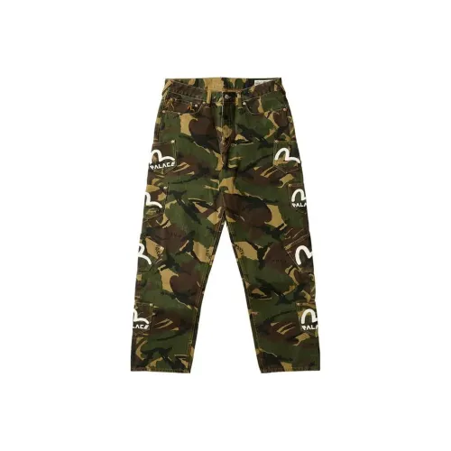 Дворцовый X EVISU Co Бренд Армейский зеленый Унисекс Джинсы