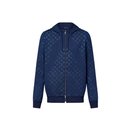 LOUIS VUITTON Монограмма Technical Zip Through Толстовка Куртки Пальто Мужской Синий