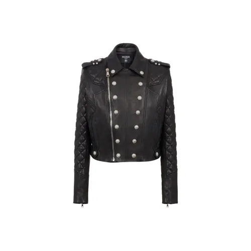 BALMAIN FW23 Кожа Куртка Мужская Черная