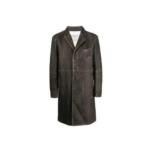 DIESEL Темно-коричневые мужские кожаные куртки