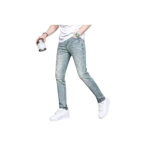 UOOHE Светло-синие унисекс джинсы