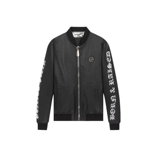 PHILIPP PLEIN Черные Мужские Кожаные Куртки