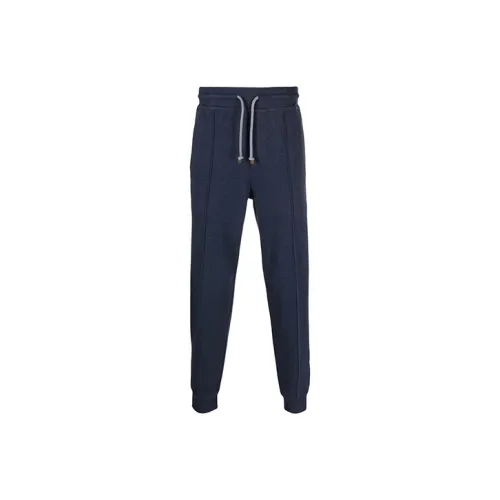 BRUNELLO CUCINELLI Blue Men's Knitted Training Pants BRUNELLO CUCINELLI Синий Мужские Вязаные Спортивные Штаны