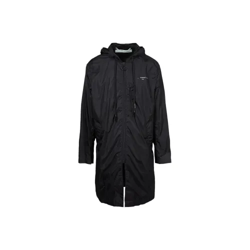 OFF Белый тренч стандартный крой мужской черный