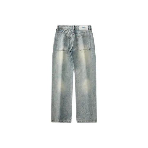 PENTAGONAL HEART Джинсы Мужские Выстиранные Синий