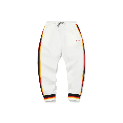 LINING China Li Ning Белые Мужские Вязаные Тренировочные Штаны