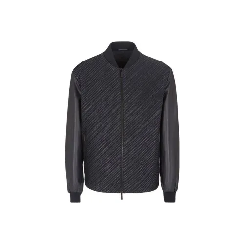 GIORGIO ARMANI Морской Синий Мужская Кожаная Куртка