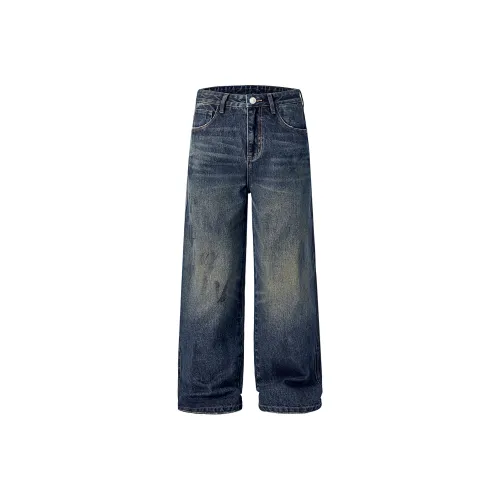 KM Грязно-синие унисекс джинсы