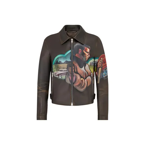 DIOR Quarterly New Products Коричневый Мужская Кожаная Куртка