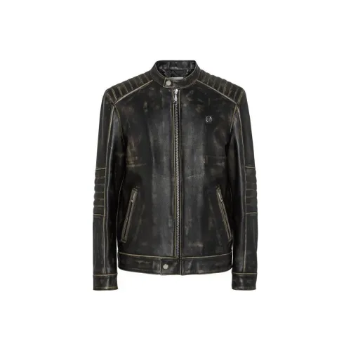 PHILIPP PLEIN Кожа Мотор Куртка Куртки Пальто Мужской Черный