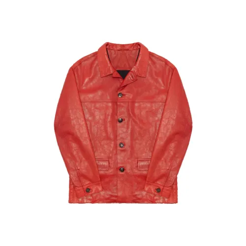 Denim Tears Co-brand SS24 Кожа Куртка Унисекс Красный