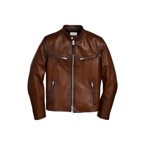 COACH Кожа Куртка Мужская Темно-Коричневая
