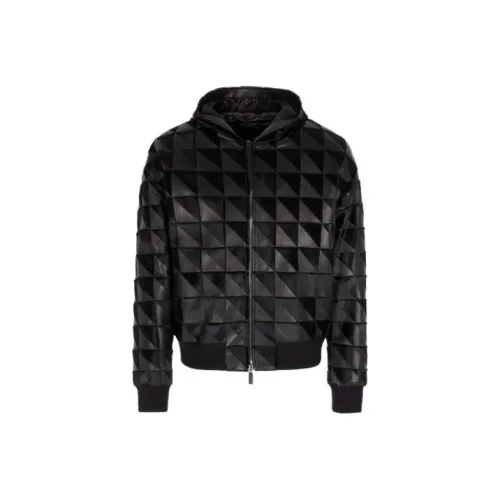 GIORGIO ARMANI FW23 Кожаная куртка мужская черная