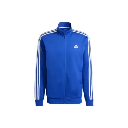 Adidas Essentials Warm Up 3 Stripes Track Jacket Stand Collar Jackets Men's Blue