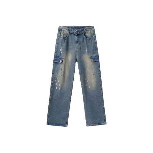 PILOTDRAGON Прямой крой Свободный крой Повседневный Джинсы Унисекс