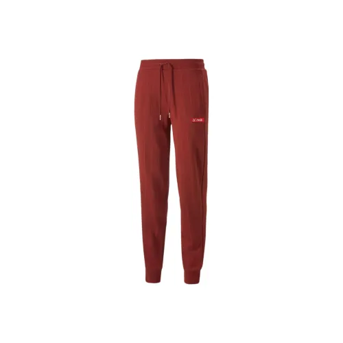 PUMA Red Men's Knitted Training Pants PUMA Красные Мужские Вязаные Спортивные Штаны