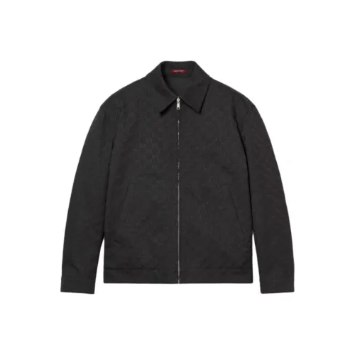 GUCCI FW24 Двусторонний нейлон And GG холст Куртка Куртки Пальто Мужской Черный