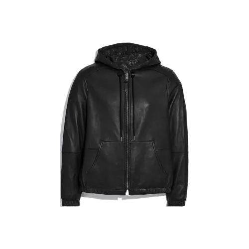 COACH Кожа Куртка Мужская Черная