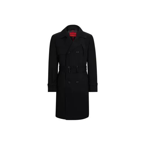 Hugo Boss Водоотталкивающий тренчкот с ремнем на пряжку мужской черный