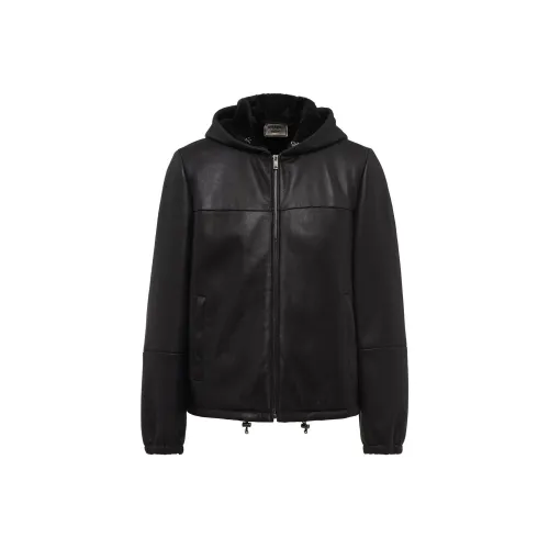 PRADA Мужские черные кожаные куртки