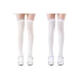[2 пачки] Молочно-белые носки выше колена *1 - Отбеленные носки выше колена *1