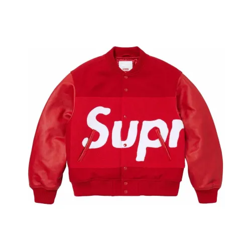 Supreme SS24 WEEK1 Big Logo Шерпа VARSITY Куртка Куртки Пальто Унисекс