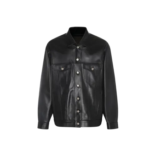 Balenciaga SS24 Кожа Куртка Обычный крой Мужской Черный