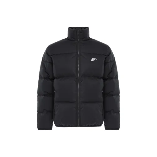 nike ClubTherma Thermal Down Jacket Men's Black White nike ClubTherma Терапийный пуховик мужской черный белый