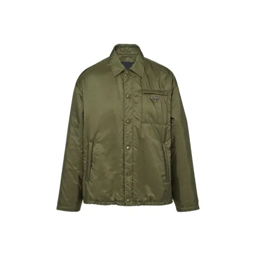 PRADA SS24 Куртки и Пальто Мужской Армейский Зеленый