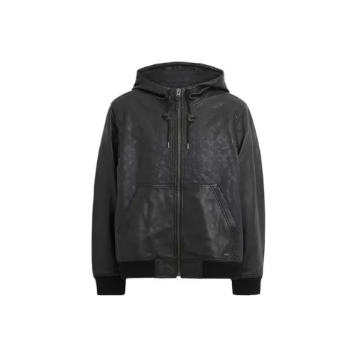 COACH SS23 Кожа Куртка Мужская Черная