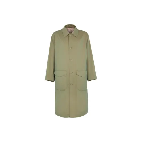 FENDI Зеленый Покрытый Хлопок Тренчкот Тренчкот Мужской Зеленый