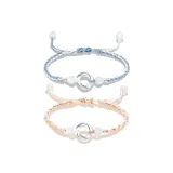 S990 Серебряный-Галактический Huan Кольцо Браслет-шнурок 1 пара (Синий+Розовый)