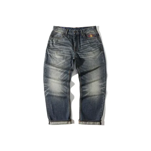 TEKABLU Джинсы Мужские Выстиранные Синий