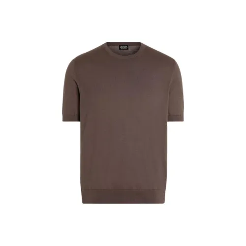 Zegna T Рубашка Мужская Темно-Серый Коричневый Умбра