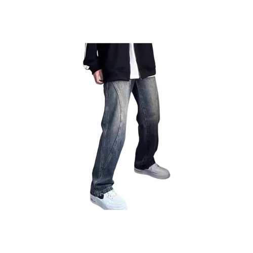 DUATOGE Джинсы Мужские Винтажные Синие