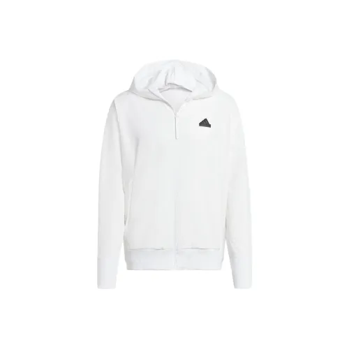 Adidas Z.N.E. Вязаные ткани Full Zip С капюшоном TRACK TOP Куртки Пальто Мужской Белый