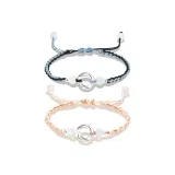 S990 Серебряный-Галактический Huan Кольцо Браслет-шнурок 1 пара (Черный+Розовый)