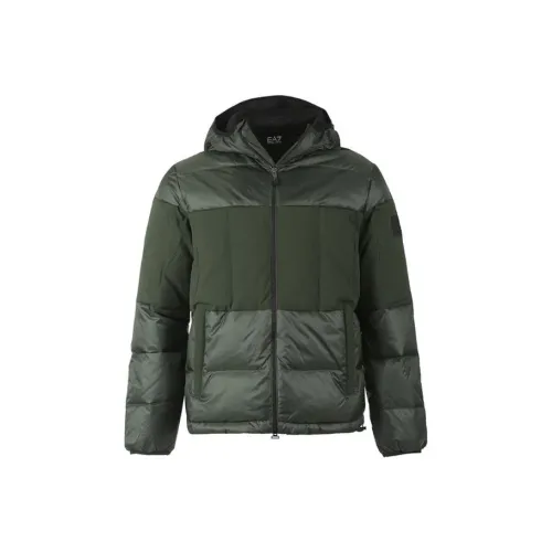 EMPORIO ARMANI EA7 SS24 Пуховик Мужской Армейский Зеленый
