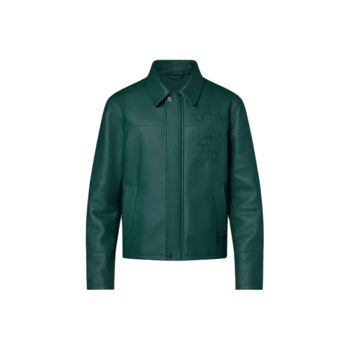 LOUIS VUITTON SS24 Кожаная куртка мужская цвет сосновый зеленый
