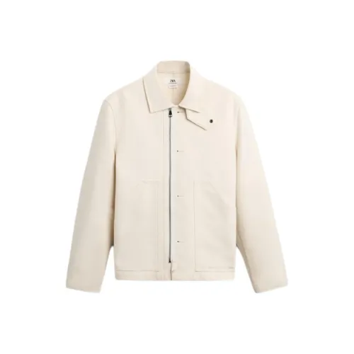 ZARA Куртки и Пальто Мужской Естественный Белый