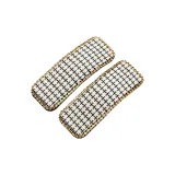 Бежевый, стразы, квадрат, узор "гусиная лапка", боковая сторона, заколка для волос, 1 пара