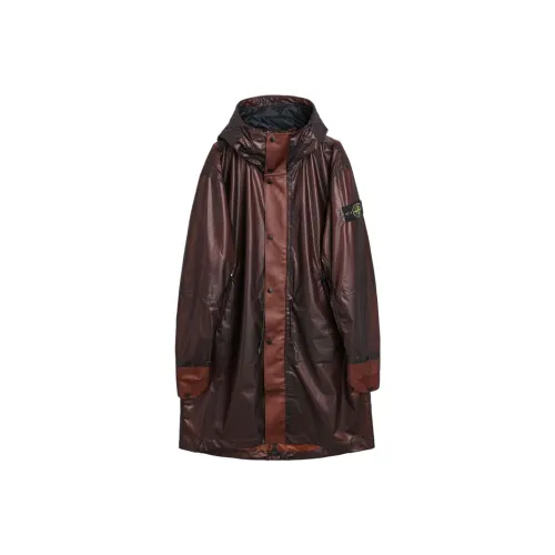 STONE ISLAND SS24 Металлик Парка Пальто Мужской Бордовый Красный